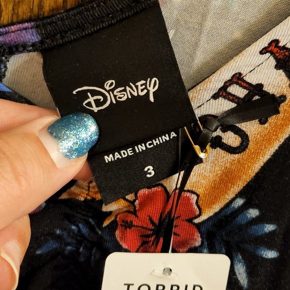 Torrid Size 3 (22/24W) Disney Lilo & Stitch Tattoo Handkerchief Skater Dress NWT - Picture 6 of 13